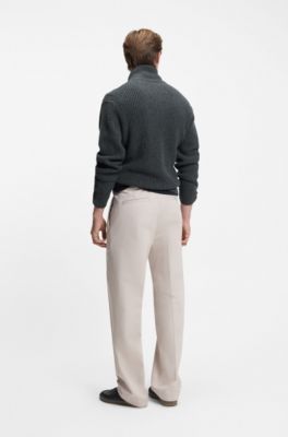 BECKHAM x BOSS zip-up cardigan in wool and cashmere, Dark Grey