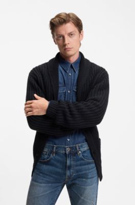 C&aacute;rdigan BECKHAM&nbsp;x&nbsp;BOSS relaxed fit de lana y cashmere, Azul oscuro