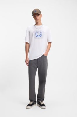 Camiseta de punto de algod&oacute;n con ilustraci&oacute;n de logo, Blanco
