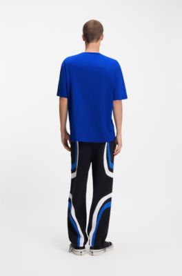 Camiseta de punto de algod&oacute;n con ilustraci&oacute;n de logo, Celeste