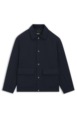 Chaqueta relaxed fit repelente al agua en tejido aterciopelado, Azul oscuro