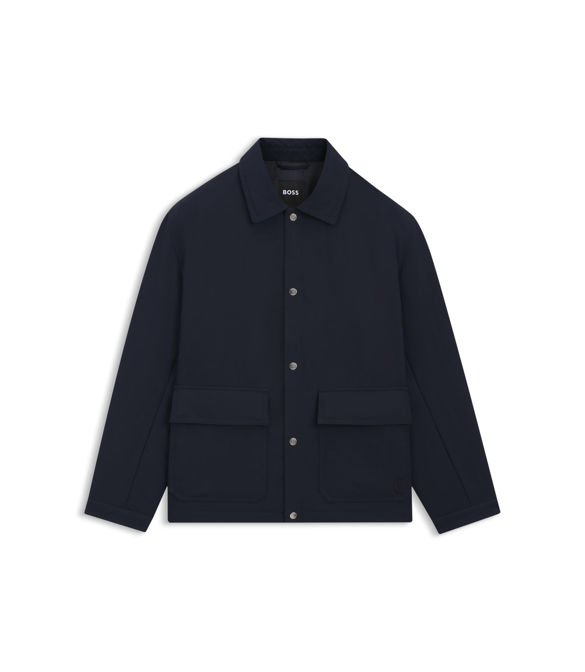 BOSS - Relaxed-fit jacket in water-repellent peached fabric - Dark