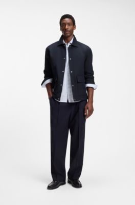 Relaxed-fit jacket in water-repellent peached fabric, Dark Blue