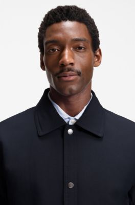 Relaxed-fit jacket in water-repellent peached fabric, Dark Blue