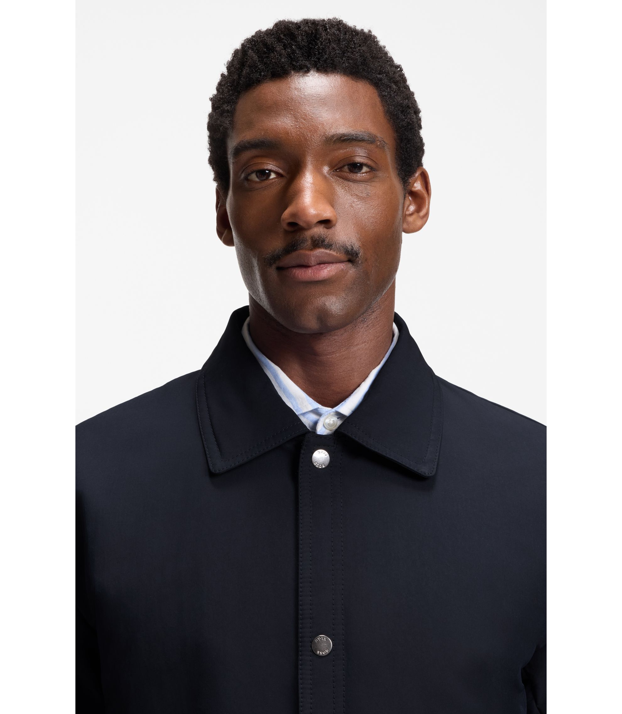 BOSS - Relaxed-fit jacket in water-repellent peached fabric - Dark