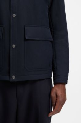 Chaqueta relaxed fit repelente al agua en tejido aterciopelado, Azul oscuro