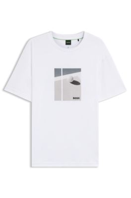 Tennis-artwork T-shirt in Pima cotton, White