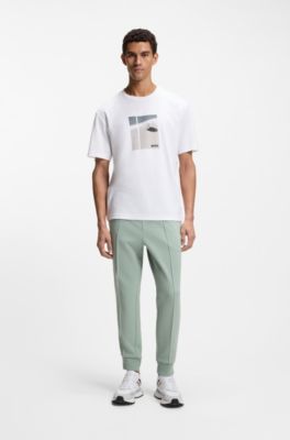 Tennis-artwork T-shirt in Pima cotton, White