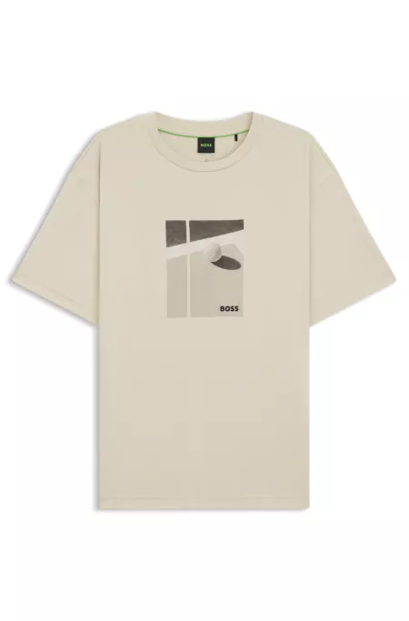 Tennis-artwork T-shirt in Pima cotton