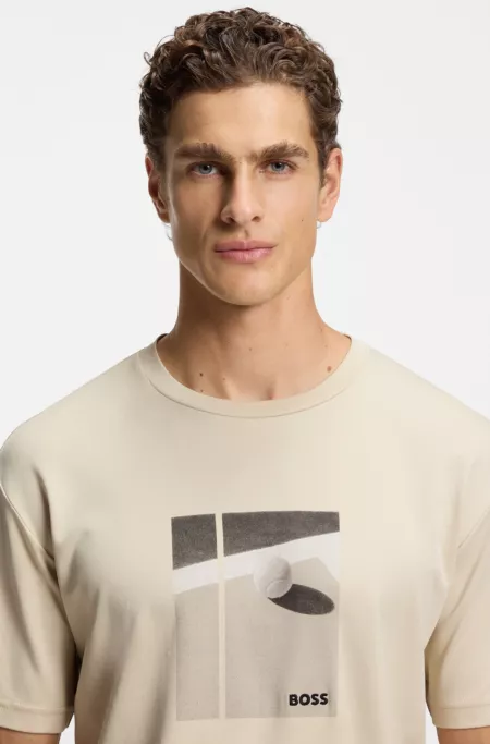 Tennis-artwork T-shirt in Pima cotton