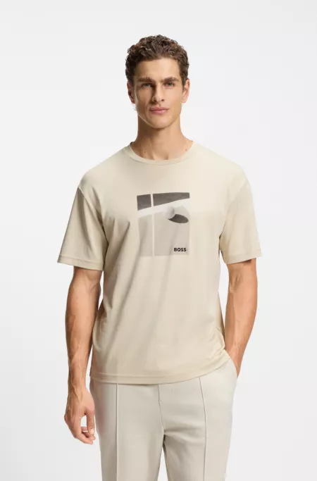 Tennis-artwork T-shirt in Pima cotton