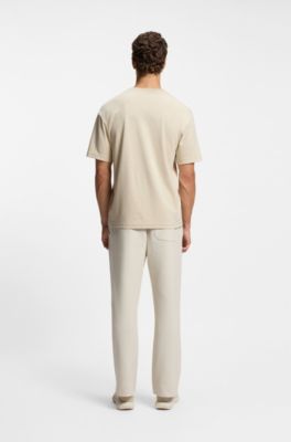 Tennis-artwork T-shirt in Pima cotton, Light Beige