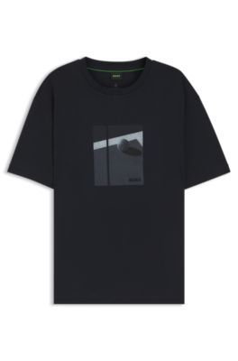 Camiseta en algod&oacute;n Pima con ilustraci&oacute;n de tenis, Azul oscuro