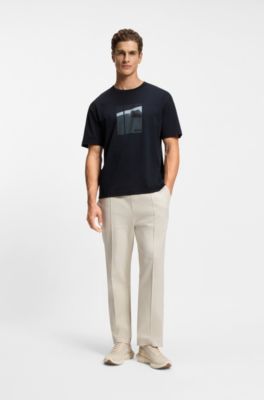 Camiseta en algod&oacute;n Pima con ilustraci&oacute;n de tenis, Azul oscuro
