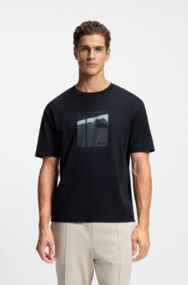 Camiseta en algod&oacute;n Pima con ilustraci&oacute;n de tenis, Azul oscuro