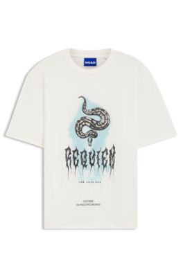 T-shirt en jersey de coton &agrave; logo artistique, Blanc