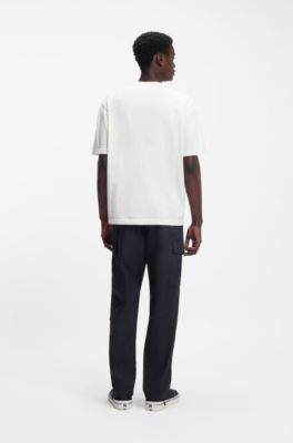 T-shirt en jersey de coton &agrave; logo artistique, Blanc