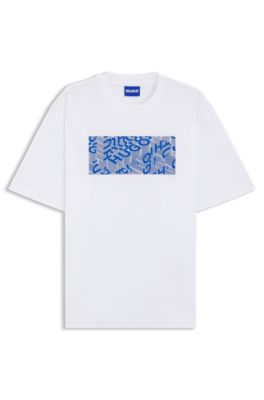 Printed-artwork T-shirt in cotton jersey, White