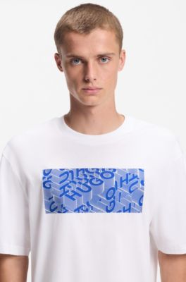 Camiseta de punto de algod&oacute;n con ilustraci&oacute;n estampada, Blanco
