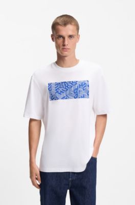 Camiseta de punto de algod&oacute;n con ilustraci&oacute;n estampada, Blanco
