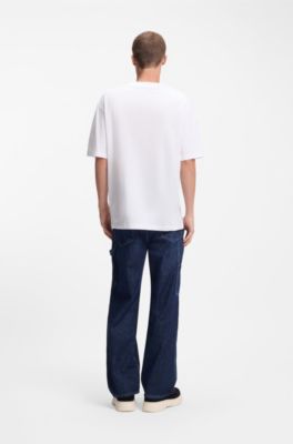 Camiseta de punto de algod&oacute;n con ilustraci&oacute;n estampada, Blanco