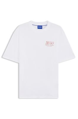 Camiseta de punto de algod&oacute;n con ilustraci&oacute;n marina, Blanco