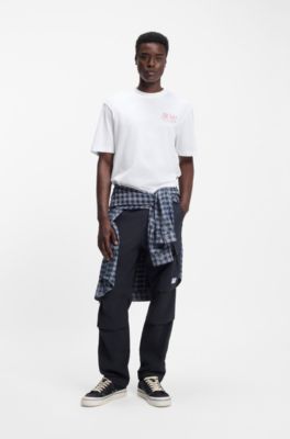 Camiseta de punto de algod&oacute;n con ilustraci&oacute;n marina, Blanco