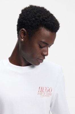 Camiseta de punto de algod&oacute;n con ilustraci&oacute;n marina, Blanco