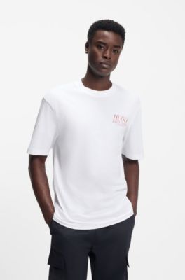 Camiseta de punto de algod&oacute;n con ilustraci&oacute;n marina, Blanco