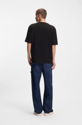 Colourful-artwork T-shirt in cotton jersey, Black
