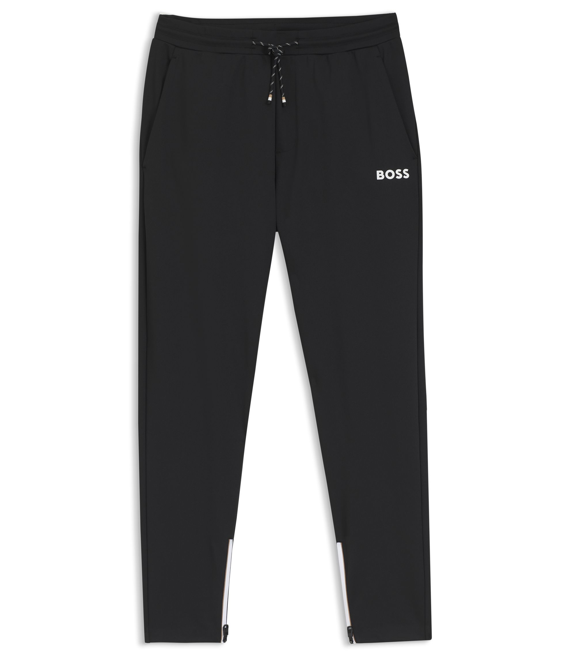 BOSS - Active Stretch-gabardine tracksuit bottoms with zipped hems