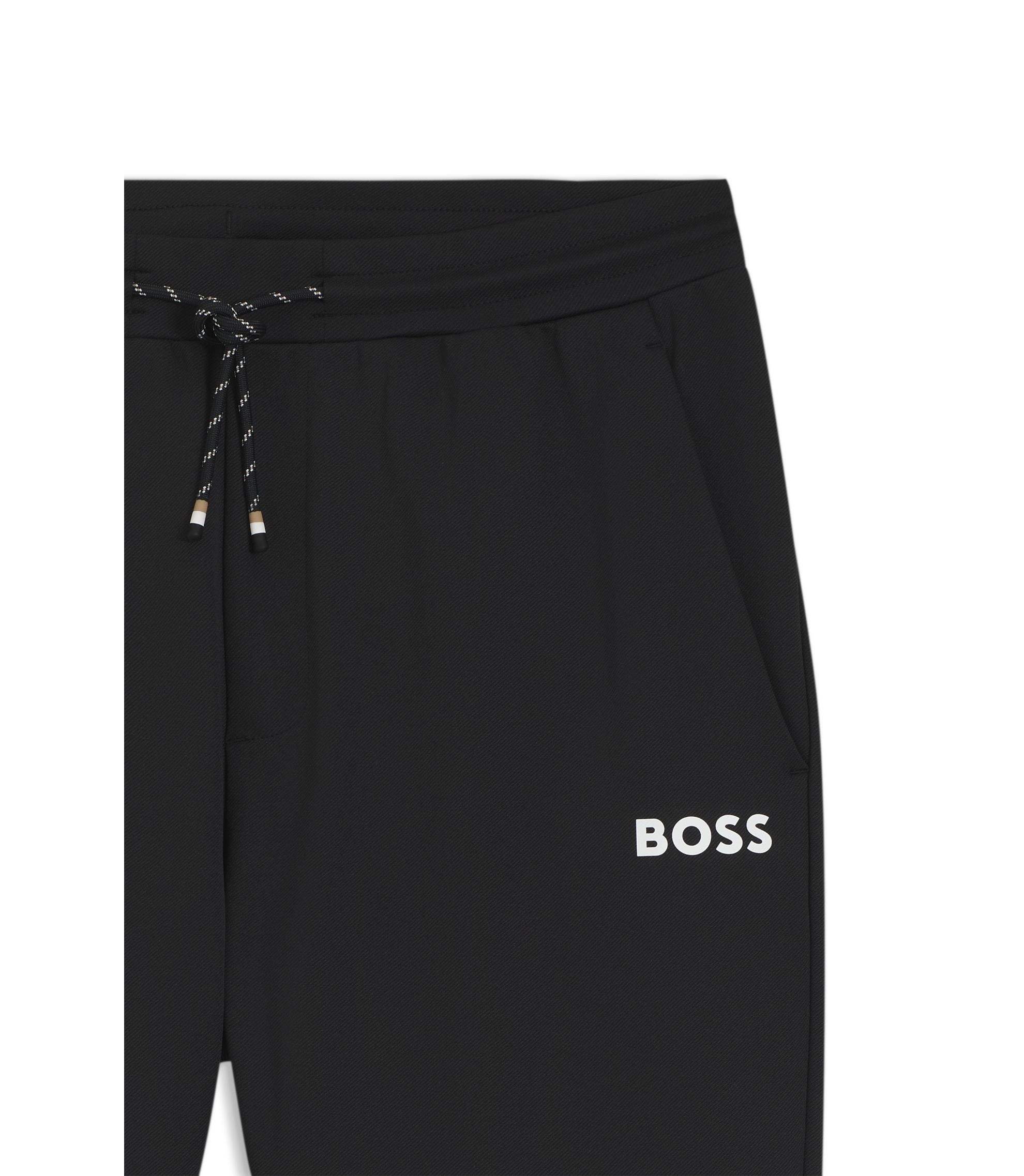 BOSS - Stretch-gabardine tracksuit bottoms with zipped hems - Black
