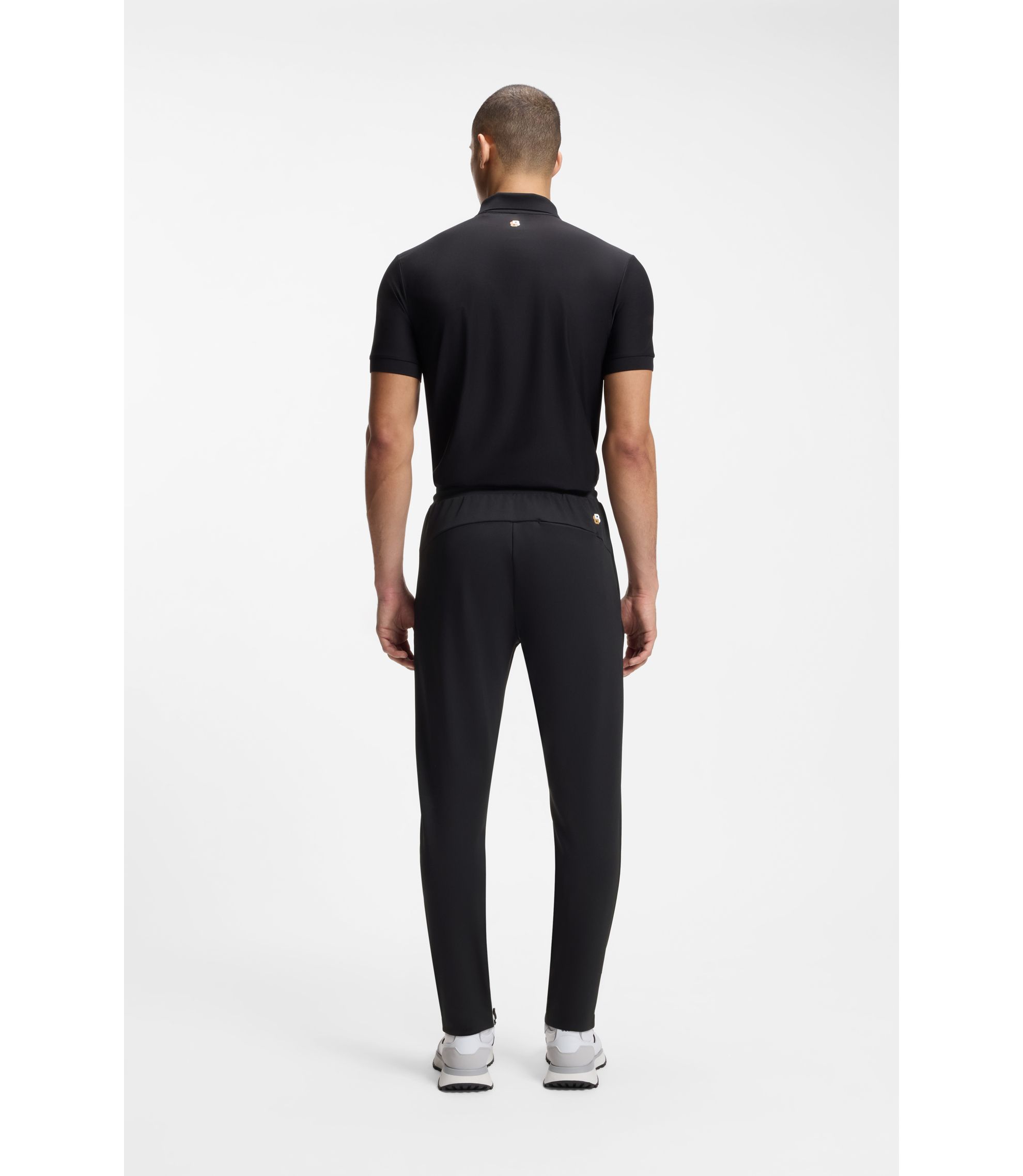 BOSS - Active Stretch-gabardine tracksuit bottoms with zipped hems