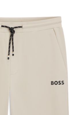 Active Stretch-gabardine tracksuit bottoms with zipped hems, Light Beige