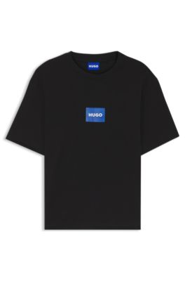 Camiseta de punto de algod&oacute;n con logo estampado, Negro