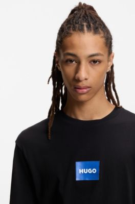 Camiseta de punto de algod&oacute;n con logo estampado, Negro