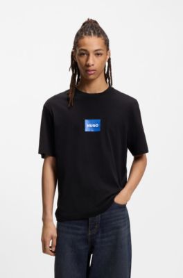 Camiseta de punto de algod&oacute;n con logo estampado, Negro