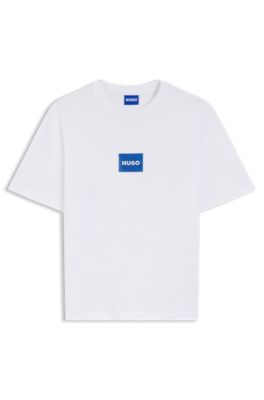 Camiseta de punto de algod&oacute;n con logo estampado, Blanco