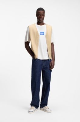 Camiseta de punto de algod&oacute;n con logo estampado, Blanco