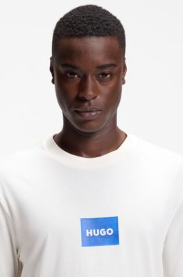 Camiseta de punto de algod&oacute;n con logo estampado, Blanco