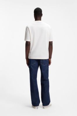 Camiseta de punto de algod&oacute;n con logo estampado, Blanco