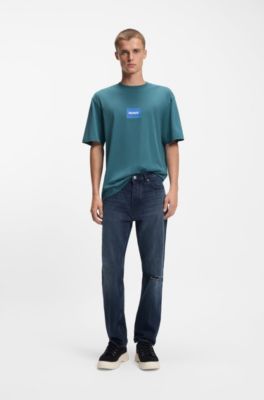 Logo-print T-shirt in cotton jersey, Turquoise