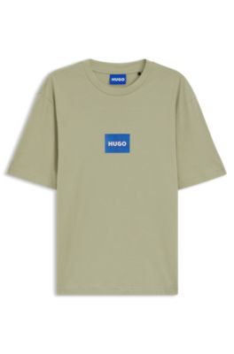 Camiseta de punto de algod&oacute;n con logo estampado, Desbordamiento de color beige
