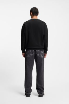 Sudadera de felpa de algod&oacute;n con ilustraci&oacute;n de logo, Negro