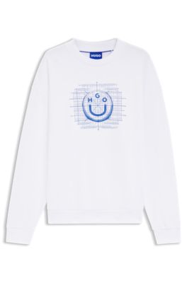 Sudadera de felpa de algod&oacute;n con ilustraci&oacute;n de logo, Blanco