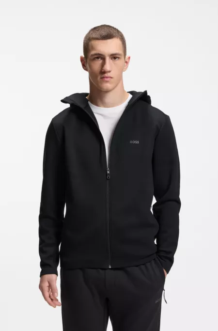 Reflective-detail zip-up hoodie with odour control