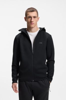 Reflective-detail zip-up hoodie with odour control, Black