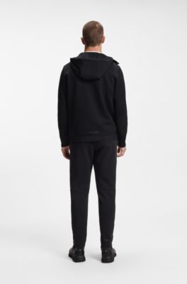 Reflective-detail zip-up hoodie with odour control, Black
