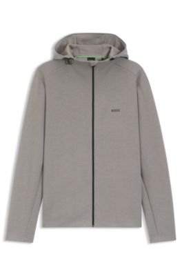 Veste sportive &agrave; capuche anti-odeurs avec d&eacute;tails r&eacute;fl&eacute;chissants, Gris chin&eacute;