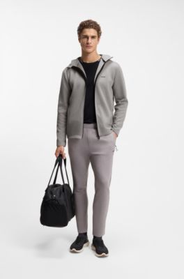 Veste sportive &agrave; capuche anti-odeurs avec d&eacute;tails r&eacute;fl&eacute;chissants, Gris chin&eacute;